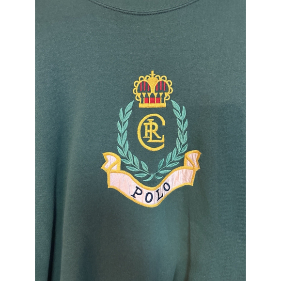 Vintage 90s Polo Ralph Lauren Embroidered Crest Logo Cotton Sweatshirt Sz XL - Picture 3 of 5